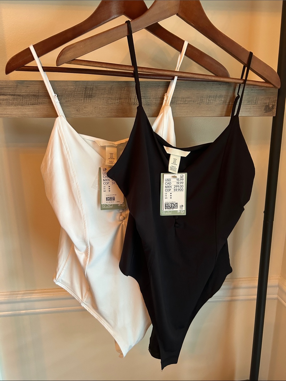 Set of Classic Women's Slip Bodysuit - Black & White